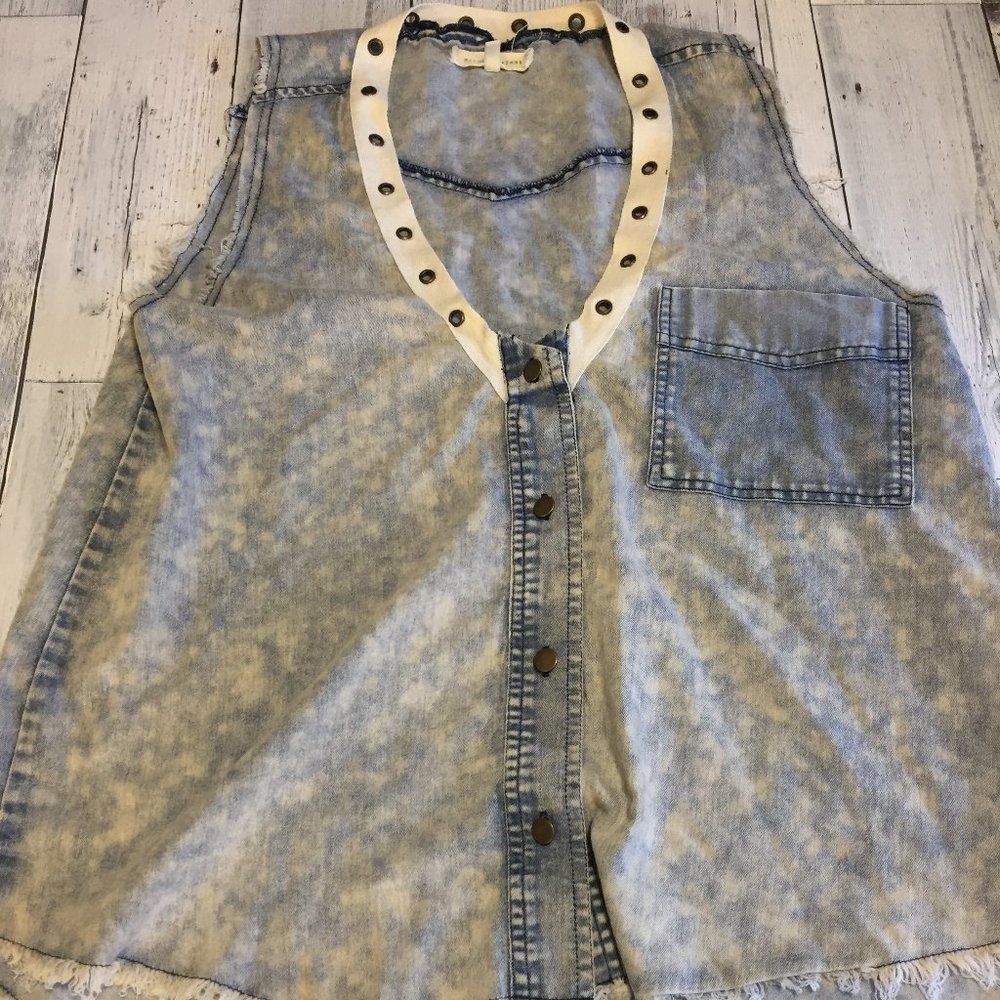Gilded Intent S Acid Wash Frayed Tank Top